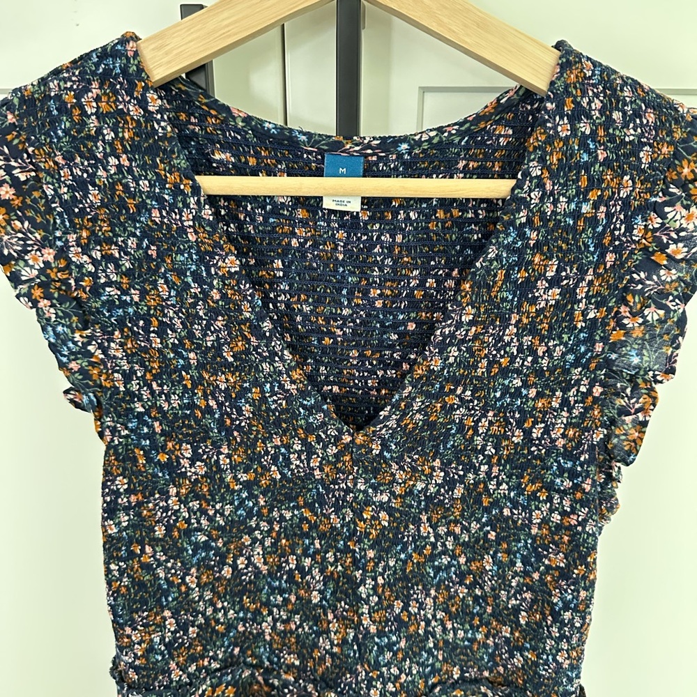 Floral Print Women's Dress Smocked